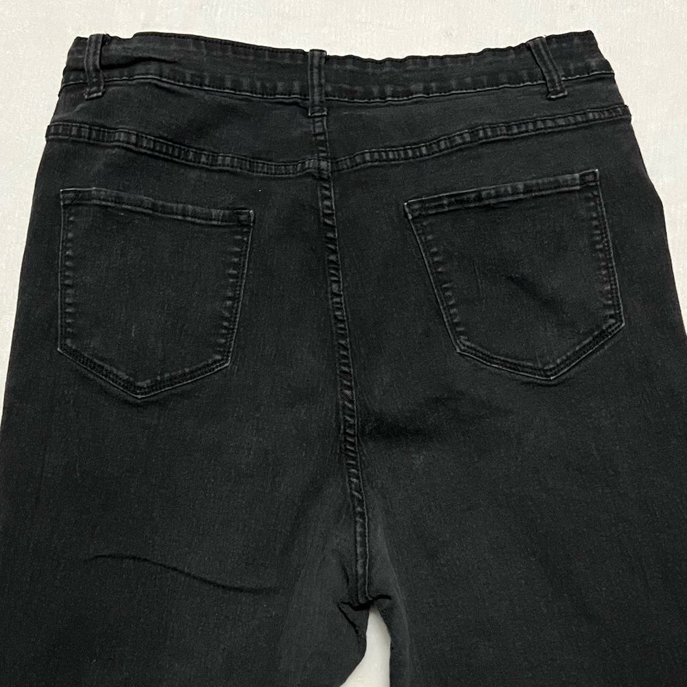 Fashion Nova Size 20 Curvy Black Distressed High Rise Skinny Jeans Stretch - Picture 8 of 10